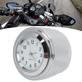 EVGATSAUTO Motorcycle Handlebar Watch, Motorcycle Mount Clock Round Clock Aluminium Waterproof Luminous Universal for 7/8-in-1 Handlebar (White)