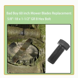 018-6020-00 GR 8 Hex Blade Bolts for Bad Boy 60 inch Mower Blades Series ZT, CZT, MZ, Outlaw, Magnum, Maverik Replacement 5/8"-18 x 1-1/2" GR 8 Hex Bolt (3 Pcs)