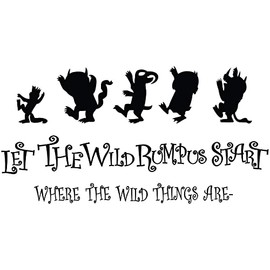 Removable Kids Bedroom Art Where The Wild Things are Characters Design Vinyl Wall Decal Sticker - 22" x 36" Home Living Room Let The Wild Rumpus Start Lettering Art Quotes Adhesive Wall Decor Sticker