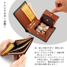 UGFJMN Men's Bi-fold Genuine Leather Coin Purse, Leather, 4 Cards, gold
