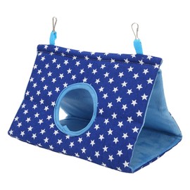 Bird Hanging Tent,Winter Warm Bird Bed Warm Bird Hut Cage Bird Hammock for Conure Lovebird Parrot Parakeets(S-Blue Star)