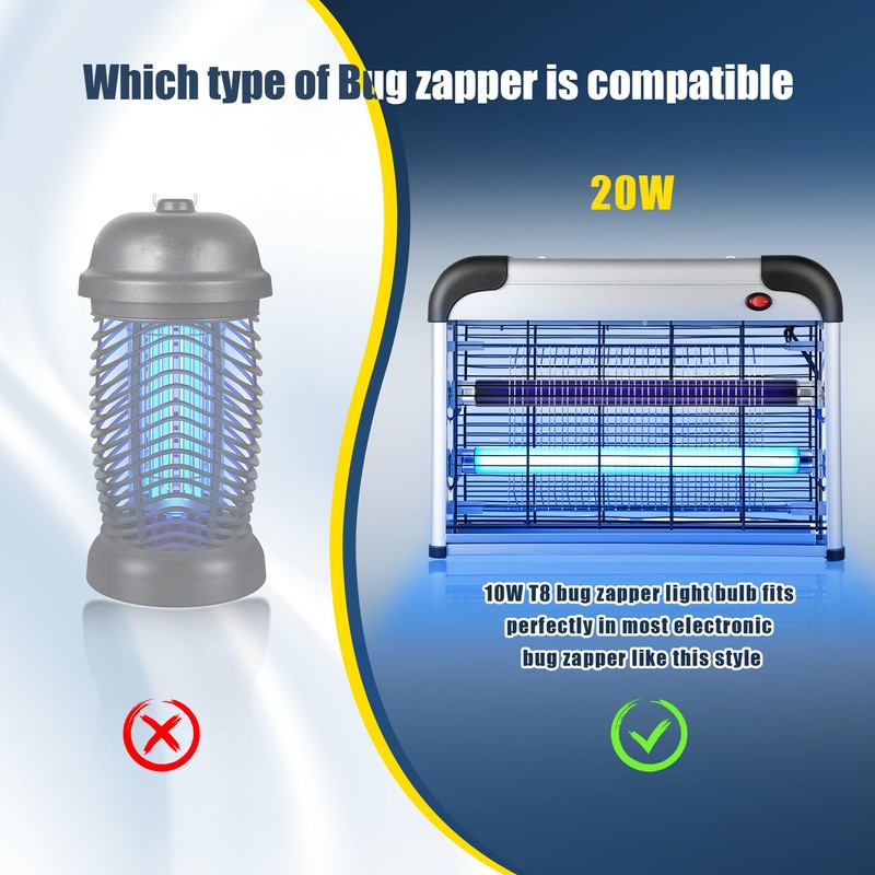 Qualirey T8 Bug Zapper Replacement Bulbs, 10W Bug Zapper Light