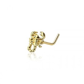 Pierced Owl 20GA Stainless Steel Scorpion Top L-Bend Nose Stud (Gold Tone)
