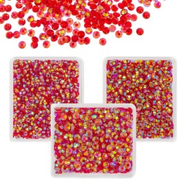 qiipii Transparent Clear Red AB Resin Rhinestones for Crafting 3mm 4mm 5mm Flatback Jelly Stones Gems Diamonds Crystals Charms for Nails Face Eyes Makeup Tumblers Bottles Mugs DIY Crafts Clothes Shoes