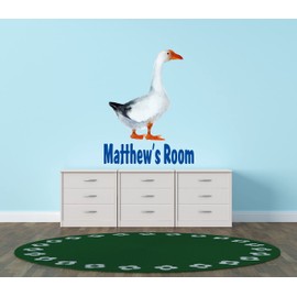 KIDS ROOM - Home Vinyl Art Goose Bird Animal Multicolored Decoration Customized Name Design Removable Kids Bedroom Wall Decal Sticker 8" x 10"