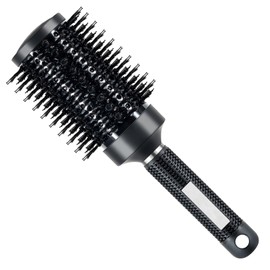 SIMPOR Round Brush, Nano Thermal Ceramic & Ionic Tech Round Barrel Hair Brush with Boar Bristles, Roller for Blow Drying, 4 Free Clips (Black, 2.9 Inch, Barrel 1.7 Inch, 45mm)