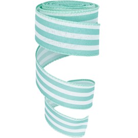Leecogo Easter Ribbon Wired,1-1/2"x10 Yard,Mint Green Stripe Ribbon for Easter, Christmas, Wreath, Spring, Summer, Wedding, Baby Shower, Birthday