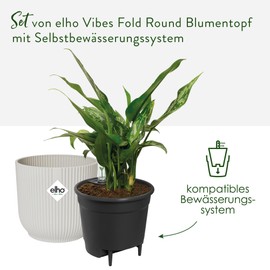elho Vibes Fold Round with Self-Watering System - Flower Pot for Indoor Use - Diameter 22 cm - White/Silk White