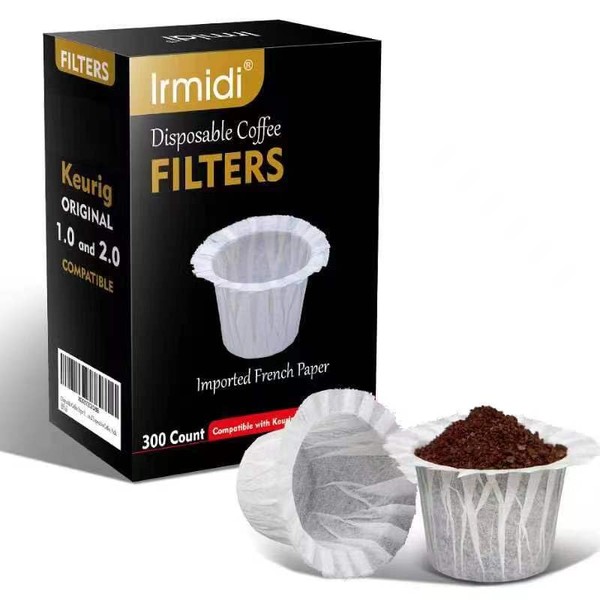 Irmidi 300 Count Disposable Coffee Filters Compatible with Keurig Brewers