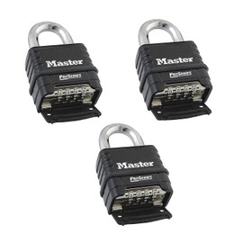 MasterLock 1178D Candado de combinación, cuerpo fundido a presión, paquete de 3 unidades/negro/plateado (llave diferente)