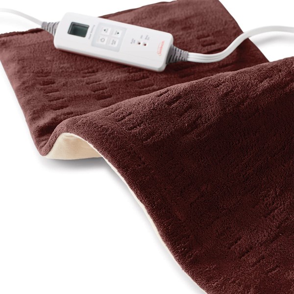 Sunbeam XL Heating Pad for Back, Neck, and Shoulder Pain Relief with Auto Shut Off and 6 Heat Settings, Extra Large 12 x 24", Burgundy