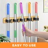 IMILLET Broom Holder Wall Mount, Bamboo Broom Hanger with 5