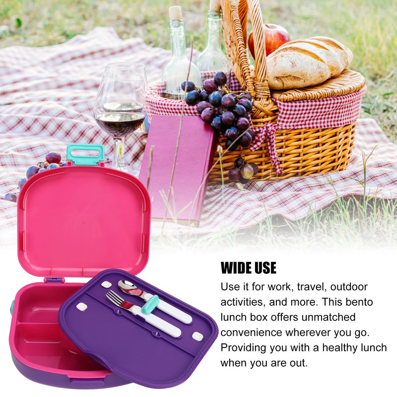 Bento Lunch Box ABS Separate Compartments with Buckle Handle Leakage