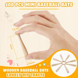 Wesiti 100 Pcs Mini Baseball Bat 2 Inch Unfinished Wooden Bats Unpainted Small Baseball Bats Miniature Bats for Painting Keychain Action Figures DIY Craft Projects Ball Sports Party Favors