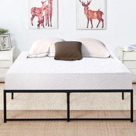 VECELO Metal Bed Frame Platform Premium Steel Solid Sturdy Metal Slat Support/No Box Spring Needed (Queen Bed Frame), Black