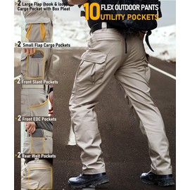 WOSONG Cargo Pants for Men Relaxed Fit Stretch Work Pants Waterproof Pants Mens Tactical Pants Waterproof Hiking Pants Military Pants Hunting Pants