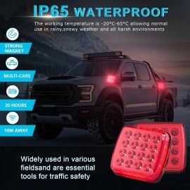 DeKe Wireless LED Rechargeable Emergency Strobe Light Kit with Magnetic Installation for Vehicles & Trucks (Red)Type: Red