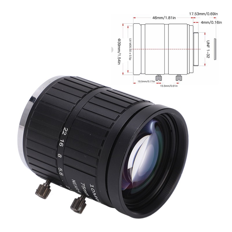 C Mount Lens 75mm Focal Length 10MP Pixels Fixed Zoom