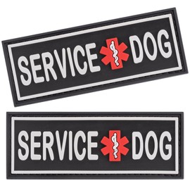 Dogline Service Dog Patch for Harness and Vest Removable 3D Rubber Patches Hook Backing for Small or Large Working Dogs