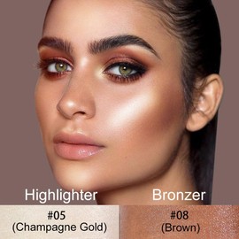 Kaely Kit De 2 Barras Iluminadoras De Contorno En Crema, Paleta Iluminadora Para Contorno De Mejillas Bronceadoras, Base De Maquillaje Que Ilumina Y Da Sombra Al Rost Conjunto 04-Neutro 05 Y 08 2 Uni