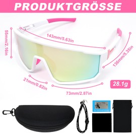 NAMIS Schnelle Brille Rave Polarisierte Fahrradbrille Herren Damen Sportbrille UV400 Schutz Sport Sonnenbrille HD Verstellbare Rennrad Brille Laufbrille für MTB Rennrad Ski Bergsteigen Rosa