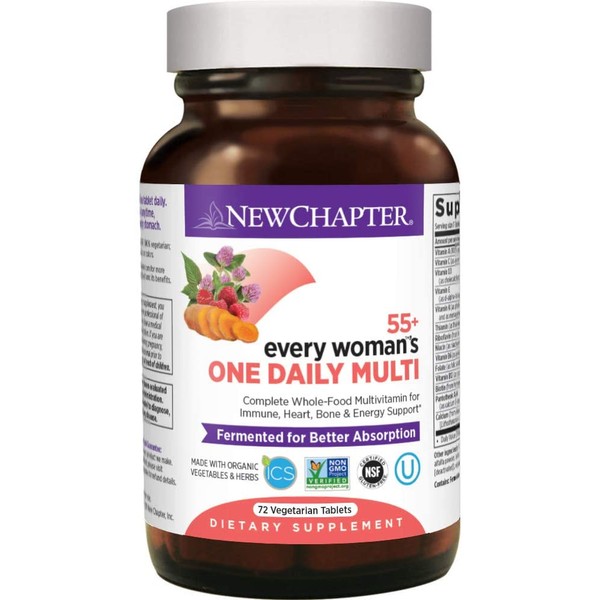 New Chapter Multivitamin for Women 50 plus - Every Woman's One Daily 55+ with Fermented Probiotics + Whole Foods + Astaxanthin + Organic Non-GMO Ingredients - 72 ct