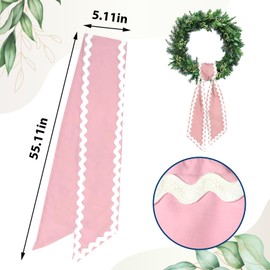 Ftuuo Wreath Sash for Front Door Pink Cotton Wreaths Satin Sash Burlap Garland Ribbon Accessories for Wreath Yard Doorway Indoor Outdoor Bow Bridal Shower Home Decor,5.11 x 55.1