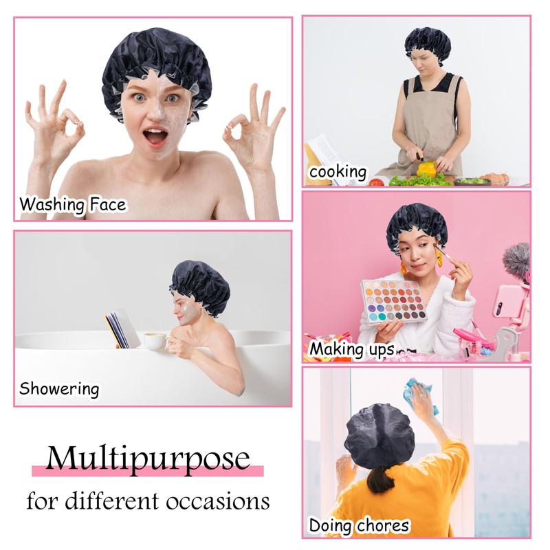Shower Cap for Men, Waterproof Bath Shower Caps Double Layer