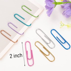 Jumbo Paper Clips,150pcs 2 Inch Large Paper Clip, Assorted Colored PaperClips for Paperwork Office School and Personal Use