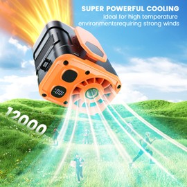 coldSky Upgrade Portable Waist Fan Clip On, 10000mAh Rechargeable Wearable Belt/Neck Personal Fan with Light, 5 Speeds Strong Airflow Cooling for Outdoor Jobsite Camping Travel