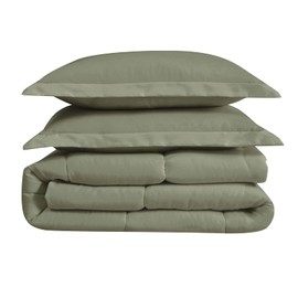 CANNON Heritage Collection, Easy Care Microfiber Solid 3 Piece Comforter and Sham Set, Full/Queen, Green