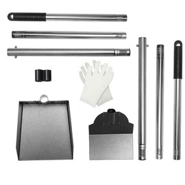 SCENEREAL Dog Poop Scooper - Tray & Spade Set, Metal Pooper Scooper for Large and Small Dogs, Pet Waste Removal Scoop with No Bending Detachable Handle for Yard