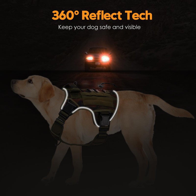 Heavy-Duty Tactical Dog Harness for Large Dogs, No Pull Adjustable