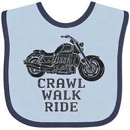 inktastic Crawl Walk Ride Motorcycle Baby Bib Blue and Navy 3ba76