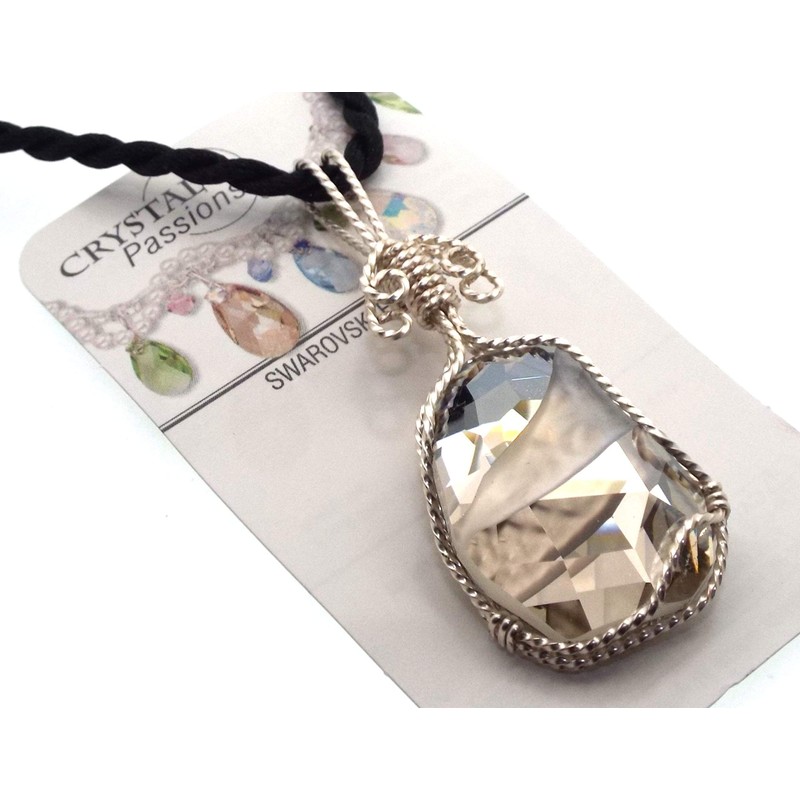 Silver Shade Coloured Crystal Glass Divine Wire Wrapped Pendant