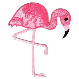 Flamingo Bird Pink Curved Sew-On Patch for Clothes Embroidered Iron-On Patch Applique Patch Size 6.8 x 8.0 cm