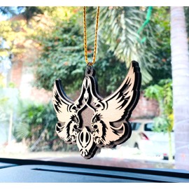 Khanda And Baaz Eagle Guru Gobind Singh Ji Baaz Car Hanging Punjabi Car Accessory Sikh Car Hanging