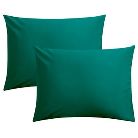 FLXXIE Microfiber Pillow Cases Standard Size, Soft Pillowcases with Envelope Closure, Wrinkle, Stain Resistant Pillow Covers, 20x26, Dark Green