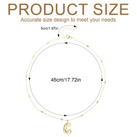 Mikovivi Gold Letter Necklace, Dainty Initial Pendant Necklace with Bead Chain Trendy Alphabet Charm Necklace Jewelry Gifts for Women Birthday Anniversary Festival (C)