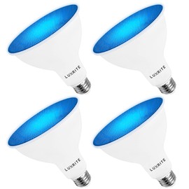 LUXRITE LED PAR38 Flood Blue Light Bulb, 8W (45W Equivalent), LED Blue Flood Light Bulb, Damp Rated, UL Listed, E26 Base, Indoor Outdoor, Holiday, Party, Decoration, Event, Home Lighting (4 Pack)