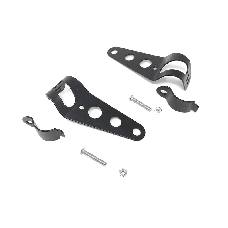 Pair Of Black Universal Fork Mount Headlight Brackets To Fit