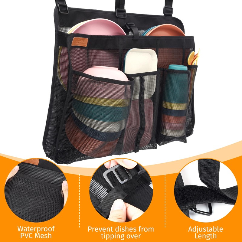 Enlisiwte Camping Dish Drying Bag Collapsible Dish Drying Rack Portable