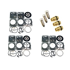 Triple Carburetor Rebuild Kit & Needle/Seat (For Mikuni/For Polaris/Fits MANY SL SLT 750 785 PRO) See ad for exact model & year fit