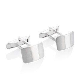 Men's Silver Cufflinks with Matte and Shiny Stripes in 925 Silver, Sterling Silver
