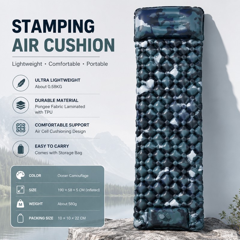 Inflatable Camping Sleeping Pad for Outdoor Rest – Built-In Foot