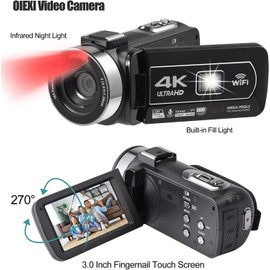 komiya Video Camera 4K Camcorder  WiFi 48MP Vlogging Camera for YouTube with Microphone