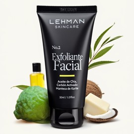 LEHMAN Premium Herren-Gesichtspeeling, 30 ml, gründliche Reinigung, Aktivkohle, natürliche Kokospartikel, bekämpft Mitesser, erweiterte Poren und Akne, hergestellt in Spanien