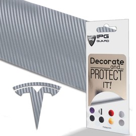 IPG Compatible with Model Y Decal (8 Logo Set) Stickers Set Personalize Your Vehicle (Silver Carbon Fiber)