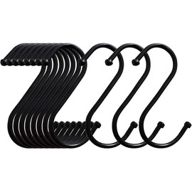 Hgminwarm S-Shaped Hooks 20 Packs of 3.2 Inches Black, Heavy Metal S-Shaped Hooks, Suitable for Kitchen, Bathroom, Office, Garden or Outdoor Activities