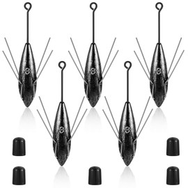 Therwen 5 Pcs Sputnik Sinker Fishing surf fishing weights Black Stainless Steel Saltwater Surf Casting Sinkers Catfish Beach Spider Weights for Ocean Sea Sand(3 oz)
